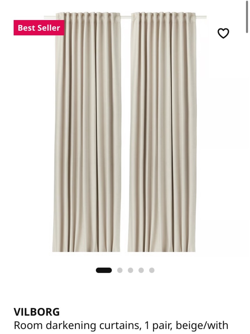 IKEA Vilborg Beige Curtain Panel Pair